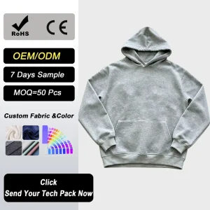 Unisex High Quality Cotton Oversized Heavyweight Streetwear Hoodie with Custom Print Eco-Friendly