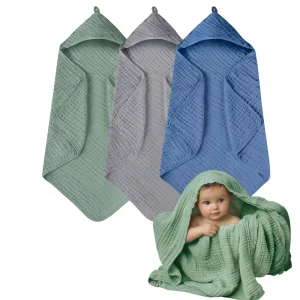 Unisex Soft Absorbent Muslin Bath Towel for Newborns and Toddlers Baby Hooded Towel with Animal Pattern Woven Essentials