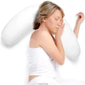 V Shaped Lightweight 100% Cotton Bed Pillow Contoured Support Neck Side Sleeper Woven Removable Washable 24×24 Inch Anti Dust