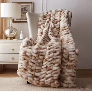 VBG026 Handmade Chunky Knit Organic Cotton Four Seasons Solid Cartoon Pattern Sofa Blanket for Home Office Use