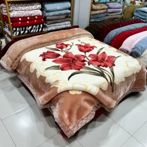 Vacuum Pack Super Soft Warm 2 Ply Reversible Korean Mink Fleece Brown Thermal King Size Bed Blanket Heavy Raschel Blanket