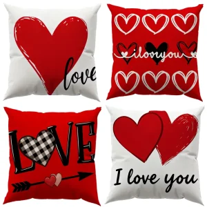 Valentine’s Day Luxury Linen Polyester Sofa Throw Pillow Covers Digital Sublimation Printed Home Hotel Anti-Bacteria