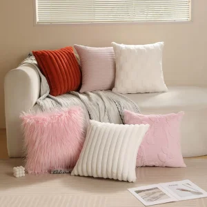 Valentine’s Day Pink Series Throw Pillow Cover Soft Skin Friendly Decorative Cushion Case for Living Room Bedroom Gift Whole