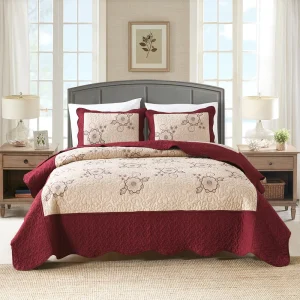 Various Style Embroidered Quilt Beautiful Pattern Bedspread for Bedding Set Comfortable Quilt With Pillowcase
