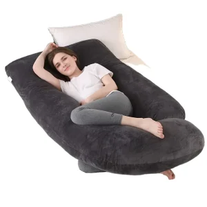 Velvet Black Pregnancy Pillows Full Body Maternity Pillow for Sleeping with Washable Cover Support for Back Hips Legs Belly