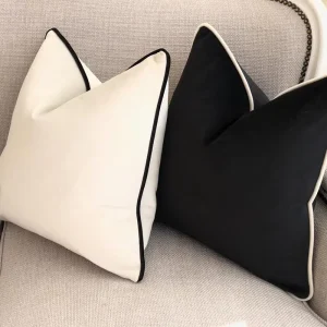Velvet Black White Throw Pillows & Cushions Cover Pillow Decorative Lumbar Cover for Sofa Chair Cushion Decor Home