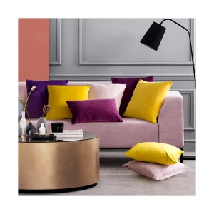 Velvet Cushion Cover Square Solid Plain Color Decorative Pillow Throw Pink Yellow Black White Super Soft Leaf