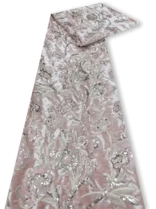 Velvet Floral Heavy Embroidery Sequin Embroidered Fabric for Autumn and Winter Women’s Dresses and Robes DIY Material