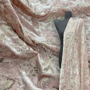 Velvet Flower Heavy Industry Embroidery Sequin Embroidered Fabric Autumn/Winter Women’s Dress Morning Robe DIY Fabric