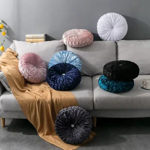 Velvet Home Decorative Floor Pumpkin Cushion Throw Pillow Round Sofa Cushions for Home Decor