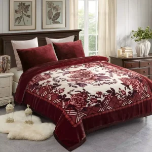 Velvet Raschel Blanket King Size Winter 10.5 Pounds Heavy Raschel Plush Soft Thick Warm 2 Ply Luxury Embossed Floral