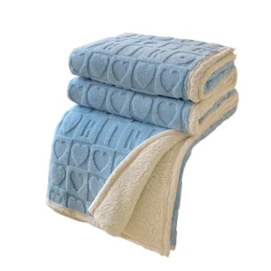 Velvet Sherpa Fleece Autumn Solid Plain Double Layer Knitted 100% Polyester Customized Throw Blanket Anti-Pilling