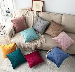 Velvet Soft Decorative Pleated Diamond Throw Pillow Covers Cushion Covers Pillowcases for Sofa Bedroom