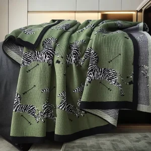 Versatile Animal Pattern Retro Nap Office Blanket Sofa Air Conditioning Cover Knitted Leisure Throw