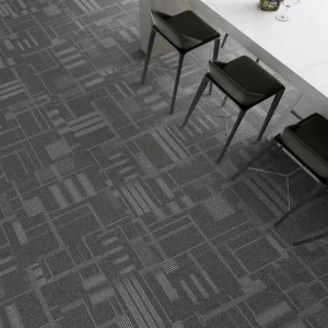 Vertical Line Square Carpet Tiles Anti stain Wear Resistant Interlocking Carpet Tiles for Commercial Office Space