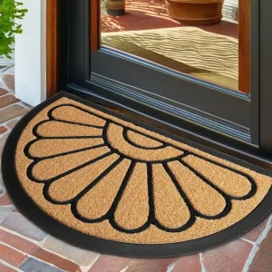 Viair Half Round Embossed Non Slip Carpet Mat Rubber Dirt Trapper Door Mat for Home Outdoor Hotel Office Washable