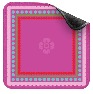 Vibrant Pink Natural Rubber Mahjong Mat Non Slip 3mm Cushioned Tabletop Protector with Artistic Scalloped Edges