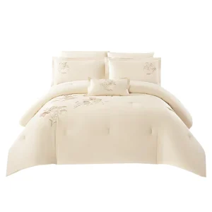 Victoria Comforter Set Cotton 350Gsm Polyester Fillings Two Pillowcases Embroidery 3-Pcs Comforter Set