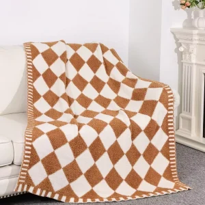 Vintage Argyle Diamond Check Knit Throw Blanket Double Sided Soft Plush Sofa Bed Decor Blanket Office Air Conditioning Blanket