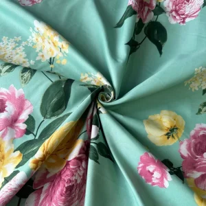 Vintage Country Style Peach Skin Woven 100% Polyester Microfiber Fabric Large Flower Design Bedsheet for Duvet Cover Bed Linen