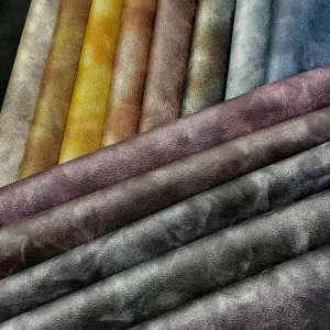Vintage Distressed PU Leather Fabric Tie Dye Synthetic Leather for Bags Shoes Upholstery Soft Grain Artificial Leather