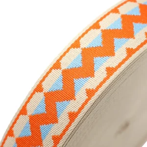 Vintage Eco Friendly Shoulder Strap for Bags Made of 100% Polyester Fabric with Pleated Pattern Jacquard Webbing