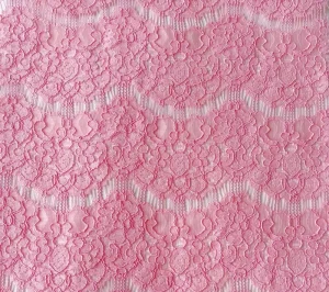 Vintage Elegant Two Tone Pink Floral Mesh Lace Breathable Stretch Hollow Lace Lightweight Nylon Cotton for Party Custom Apparel