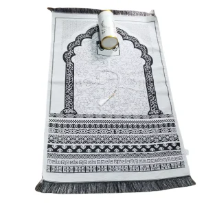 Vintage Floral Mihrab Jacquard Prayer Rug Foldable Portable Muslim Prayer Mat Cylinder Box Gift Set With Tasbih