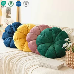 Vintage Floral Pattern Pillow 35*35cm European American Style Throw Pillow Solid Velvet Round Decorative Removable Cushion