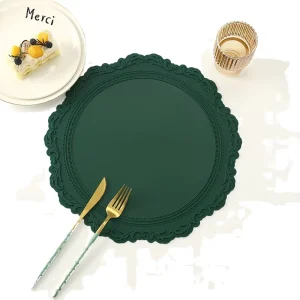 Vintage French Luxury Silicone Placemat Placemats for Dining Table Luxury Lace Coasters European Vase Mat Quick Dry Round
