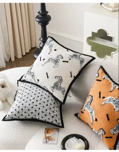Vintage French Zebra Animal Print Modern Nordic Lumbar Pillow Cover Decorative Sofa Throw Polyester Quilted for Living Room