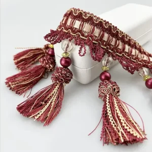 Vintage Hand Woven Polyester Tassel Bead 11cm for Curtain Home Decor Textile Accessory Use