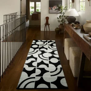 Vintage Inspired Reversible Runner Rugs Woven Geometric Machine Washable Area Rug for Living Room Bedroom