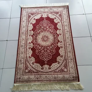 Vintage Islamic Prayer Rug Traditional Persian Floral Tassel Prayer Mat for Muslim Worship Home Use