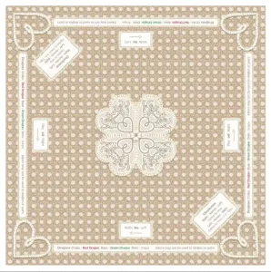 Vintage Lace Pattern American Mahjong Mat With Game Rules Non Slip Noise Reduction Table Mat