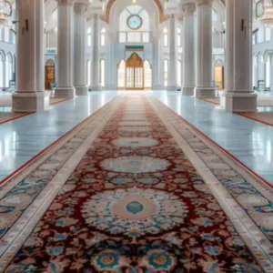 Vintage Luxury Islamic Red Floral Pattern Non slip Mosque Wall to wall Carpet Muslim Prayer Rug