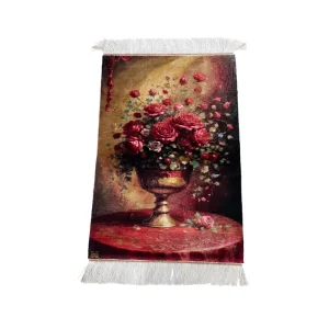 Vintage Oil Painting Rose Tapestry 60*90cm with Mulberry Silk Fringes Art Wall Decor