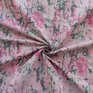 Vintage Pink Blurred Floral Yarn Dyed Jacquard Fabric Cheongsam Dress Bag Material