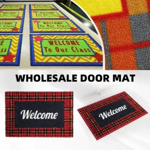 Vintage Plaid Washable Front Porch Custom Welcome Doormat with Non Slip Latex Backing for Residential Home Indoor Entry