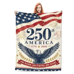 Vintage Retro Home Textile America 250th Anniversary Commemoration Blanket High Quality Country Symbol Printed Flannel Blanket