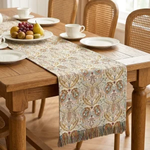 Vintage Woven Jacquard Cotton Polyester Table Runner Home Tea Mat Table Decoration Eco Friendly for Weddings Parties