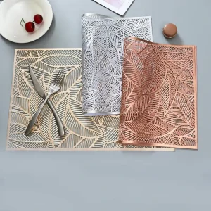 Vinyl Leaf Design Dining Table Place Mat for Heat Resistant Non Slip Custom Place Mats