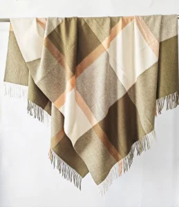 Virgin Wool Blanket 55″x79″ (140x200cm) with Fringes Hand Woven for Home and Outdoor Use