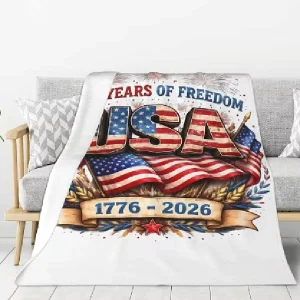 Vivid Color Stable Printing Craft America Commemoration Blanket Country Symbol Printed Flannel Blanket