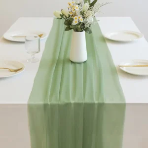 Voile Table Runner Chiffon Table Overlay Sheer Gauze Draping Fabric for Outdoor Wedding Party Decoration
