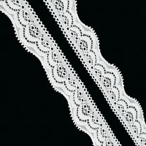 WH7613 Nylon Spandex Floral Border Lace Trim White Decorative Lace for Intimate and Lingerie Sewing Accessory