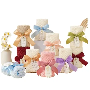 WIDEAL Coral Velvet Jacquard Disposable Small Indian Wedding Gift Set Creative Bridesmaids Hand Hooded Bath Sheets Towels