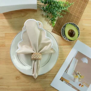 WML007 Luxury Linen Embroidered Edge Place Mats Heat Insulating Pads Stylish Desktop Fabric Mats Table Napkins for Restaurant