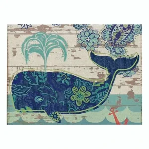 WML087 Ocean Creature Printed Place Mats Table Mats Nordic Polyester Linen Kitchen Towels for Western Restaurants