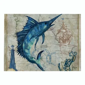 WML087 Ocean Creature Printed Place Mats Table Mats Nordic Polyester Linen Kitchen Towels for Western Restaurants